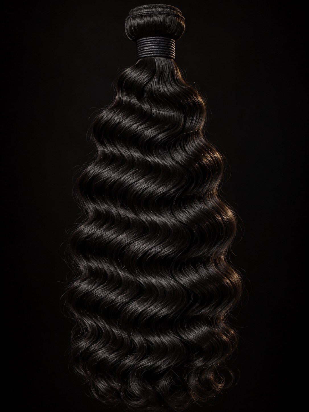 Defined deep wave raw human hair texture