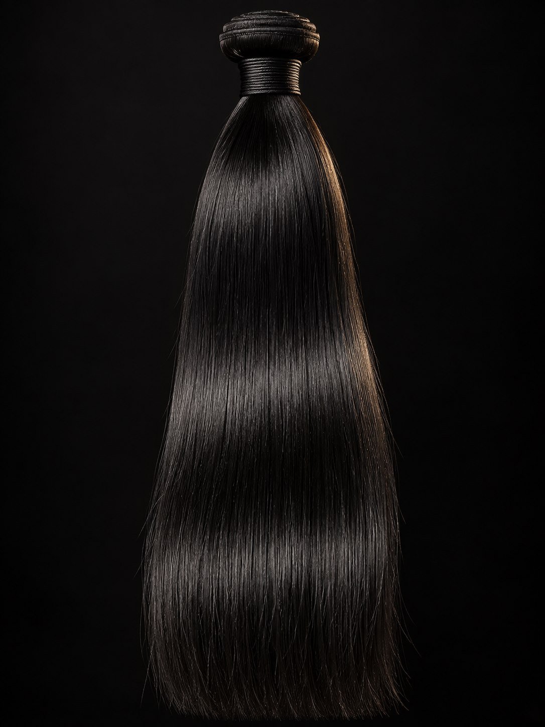 Silky straight raw human hair texture